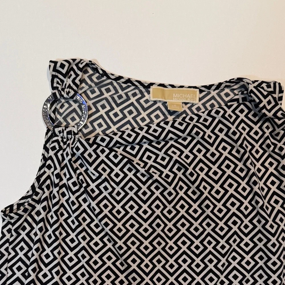 Michael Kors Black and White Geometric Blouse